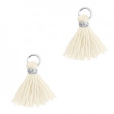 Mini Quaste Ibiza Style 1cm Silver-off white